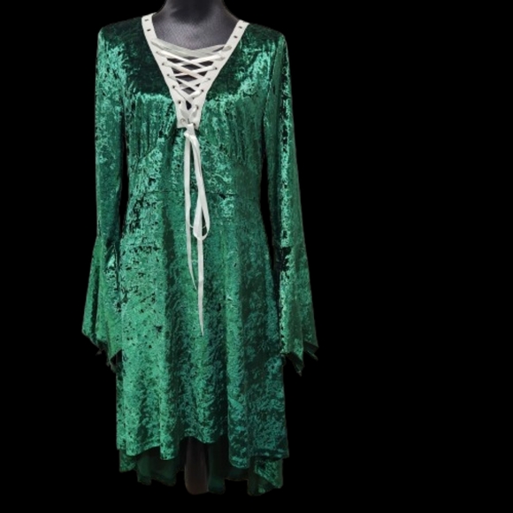 Green Velvet DRESSFO Hi Low Festival Cosplay Dress (US 12) - Picture 2 of 15